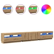 Vidaxl TV omarica z LED lučmi, umetniški hrast 260x35x40 cm, inženirski les
