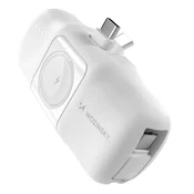 WOZINSKY Mini powerbank 5000 mAh, 15 W, USB-C in polnilnik za Apple Watch – bel