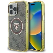 Ovitek Guess IML Metal Glitter 4G Circle Triangle MagSafe za iPhone 16 Pro Max - brown