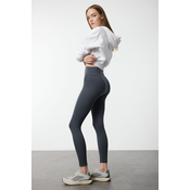 Trendyol Anthracite Soft Brushed Fabric Reflective Print Detailed Full Length Knitted Sports Tights