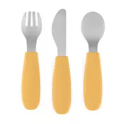 Petite&Mars Take&Match Stainless Steel Cutlery Set pribor za otroke Ochre 12m+ 3 kos