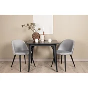 Venture Design Jedilna miza in stol komplet Tempe miza 75x80x80 cm stol 57x76,5x50 cm črno siva