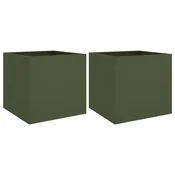 Vidaxl Korito 2 kosa olivno zelena 49x47x46 cm jeklo