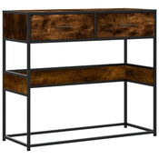 MAISON CHIC konzolna miza - miza ob steni dimljen hrast 90x35x80 cm inženirski les, (21786492)