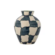Modro-kremno bela steklena ročno poslikana vaza (višina 24 cm) Check – Bloomingville
