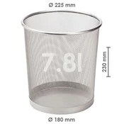 Žični koš za smeti, srebrn 7,8 l