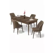 HANAH HOME Rasklopivi trpezarijski sto i stolice (5 delova) Uzi Baroque Brown