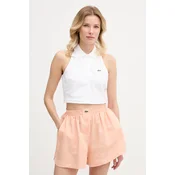 Lacoste crop top ženski z bombažem in elastanom