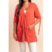 Plus size kardigan z gumbi, koralna
