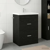vidaXL vidaXL Kopalniški kabinet pod umivalnikom Črni hrast 56 x 37,5 x 81 cm, (5000245570)