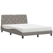 Vidaxl Postelja z vzmetnico taupe 140x200 cm blago