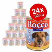 Ekonomično pakiranje za gurmane: Rocco Classic 24 x 800 g - Govedina s janjetinom, govedina s divljači, govedina s lososom, govedina s losom