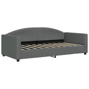Vidaxl Raztegljiva postelja temno siva 90x190 cm blago
