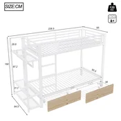 SONNENH Otroška postelja, 90 x 200 cm, kovina, bela, 226.5 x 95 x 160 cm, led osvetlitev, predali za shranjevanje, za spalnico