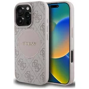 Ovitek Guess Case 4G Circle Classic Logo MagSafe roza za iPhone 16 Pro (GUHMP16LP4PGRSGP)