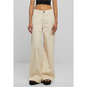 Womens high-waisted and wide-waisted twill trousers Cargo Cargo whitesand