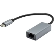 Sivý Type-C na Ethernet(F)20cm 1000Mbps adaptér kov