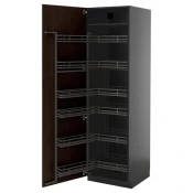 METOD Visoki element s izvlacnim fiokama, Crnosiva/Sinarp smeda, 60x60x200 cm