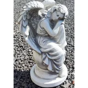 Casa Padrino Art Nouveau Garden Decoration Sculpture Angel on Ball Gray H. 39 cm - Elegant Garden Stone Figure - Baroque & Art Nouveau Garden Decoration Accessories