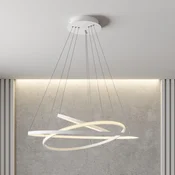 Lucande LED-visoka svetilka Ezana, bela, kovina, O 80 cm - Dnevna soba/jedilnica - Sodobni