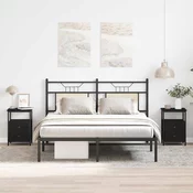 vidaXL Nočne omarice 2 kosa črni hrast 34x35,5x50 cm inženirski les