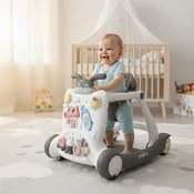 Pepita Bunny 3u1 višenamjenski interaktivni hodalica i sjedalica - sivo-bijela