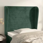 Greatstore Vzglavje z ušesi temno zeleno 93x23x118/128 cm žamet