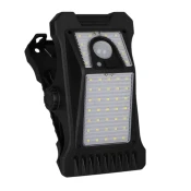 Netscroll Solarna LED svetilka s sponko, LED luč s senzorjem gibanja in 3 načini osvetlitve, IP65 vodoodporna, brezžična, črna, DeckClip