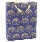 Elegantna darilna vrečka Zlati zvezde Temno modra 32 x 26 x 12 cm