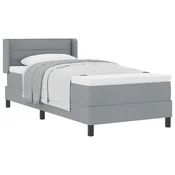 Vidaxl Postelja z vzmetnico z vzglavjem Svetlo siva 200 x 90 cm blago