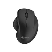 Miška C-TECH WLM-14BK Dual mode, brezžična, ergonomična, BT 5.0 2,4 GHz, 1600 DPI, 6 gumbov, USB nano sprejemnik, črna