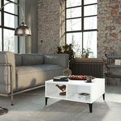 Greatstore Klubska mizica visok sijaj bela 60x60x30 cm iverna plošča
