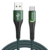 MCDODO CA-7961 Kabl USB-A na TIP-C, DUŽINA 1m, LED SVETLO, ZELENA BOJA
