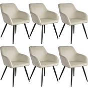 6 Marilyn Velvet-Look Chairs - Smetana/črnatectake