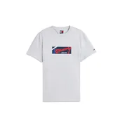 Tommy Jeans Majica modra / svetlo siva / rdeča