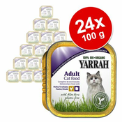 Varčno pakiranje Yarrah Bio pladnji 24 x 100 g - Koščki: Piščanec & puran z Aloe Vera