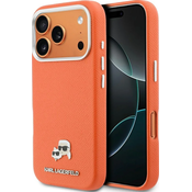 Ovitek Karl Lagerfeld ovitek Karl & Choupette Head Pins Saffiano MagSafe za iPhone 17 Pro oranžne barve
