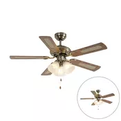 Medeninasti stropni ventilator z lesnim potiskom in ratanom 105 cm z vlečnim stikalom - Mistral Lia