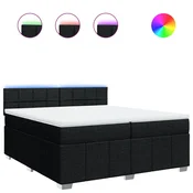 Vidaxl Box spring postelja z vzmetnico črn 200x200 cm blago
