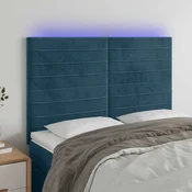 LED uzglavlje tamnoplavo 144x5x118/128 cm baršunasto