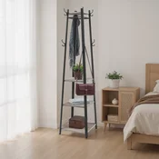 Songmics Obešalnik za plašče 43x43x180 cm siva-bež
