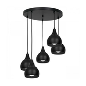 Luster na sajli AKTAN 5xE27/60W/230V crni okrugli