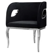 Casa Padrino luxury velvet armchair black/silver 78 x 55 x H. 59 cm - Living room armchair - Hotel armchair - Luxury living room furniture - Living room furnishings - Luxury furnishings