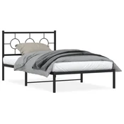 Vidaxl Kovinski posteljni okvir z vzglavjem črn 107x203 cm