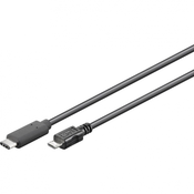 Goobay USB 2.0 priključni kabel [1x USB 3.1 utikač C - 1x USB 2.0 utikač mikro B] 1 m crna, pozlaćeni utični kontakti, UL certificirano