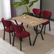 Hanah Home Trpezarijski sto i stolice Elma , Bordo-krem