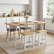 vidaXL Barski stol EKAI 2 pcs Bela 40 x 29 x 45,5 cm Trdna borovina
