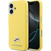 Karl Lagerfeld PU Karl and Choupette Heads zatiči MagSafe zadnji pokrov za iPhone 17 Yellow