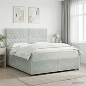 vidaXL Postelja boxspring z vzmetnico Svetlo siva 140 x 190 cm Žamet