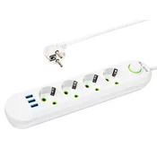 Blow 98-225# Podaljševalni kabel ps-450 4-vtičnica 3xusb 5m bela 2x1mm